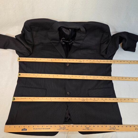 RALPH LAUREN Dillard's BLACK 100% Wool WHITE Pinstripe Blazer Men's Size 50R. - Picture 16 of 17